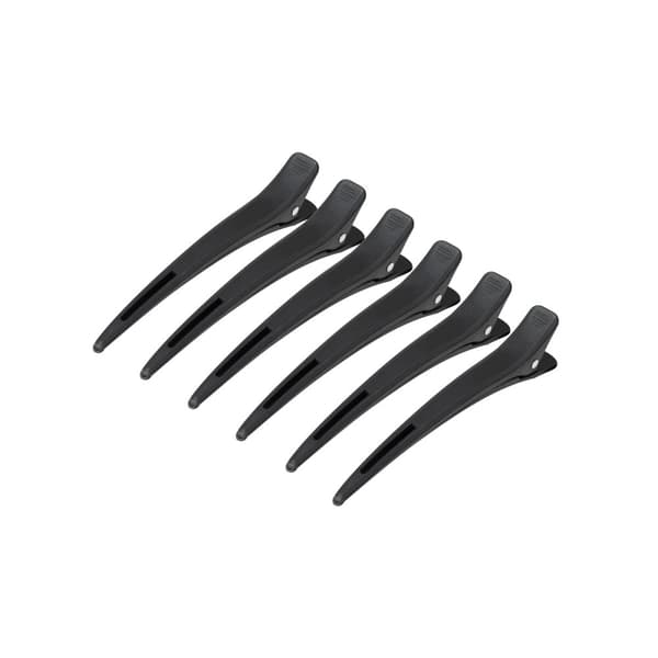 Carbon E-15 frisörklämmor, 6 st 11,5 cm, svart