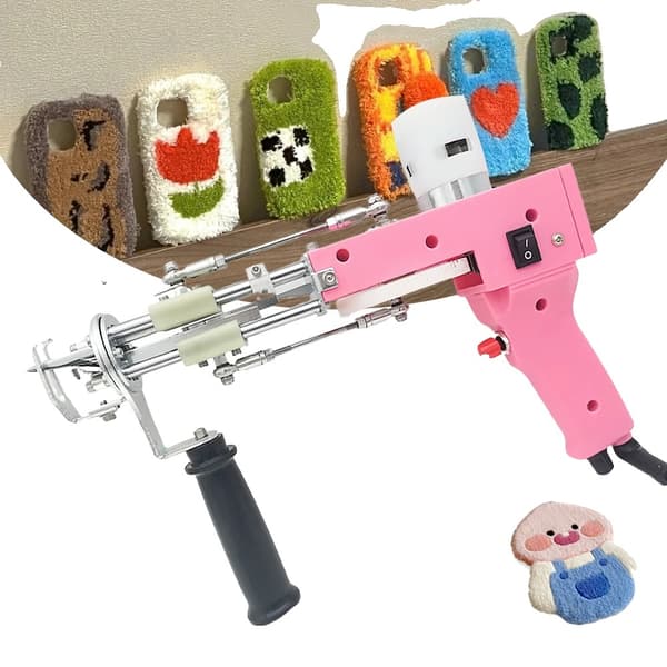 Tufting Gun Startpakke, 2 i 1 Klippet Pile & Løkke Pile, Justerbar Hastighed, Justerbar Pilehøjde,blå 2 i 1 pink 2 in 1
