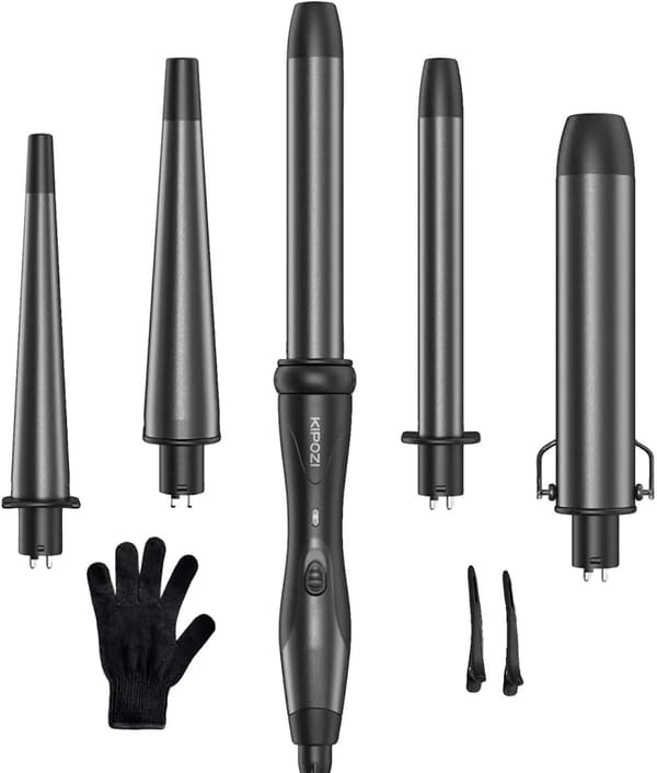 Curling Iron, 5-i-1 Mångsidig Design, Snabb Uppvärmningsteknik,EU, 186C5 Svart