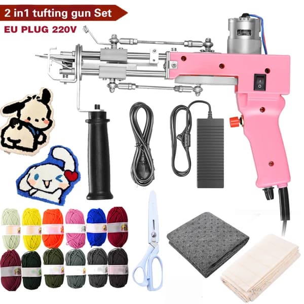 Tuftningspistol, Elektriska DIY-verktyg, Skuren loop-hög., EU-kontakt 220V set