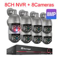 Miniatyrbillede 2 af 2: PTZ Sikkerhedskamerasystem, AI Menneskedetektion, To-vejs lyd,8CH NVR 8 stk. Kamera 8MP, Ingen