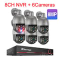 Miniatyrbillede 2 af 2: PTZ Sikkerhedskamerasystem, AI Menneskedetektion, To-vejs lyd,8CH NVR 6 stk. Kamera 8MP, Ingen