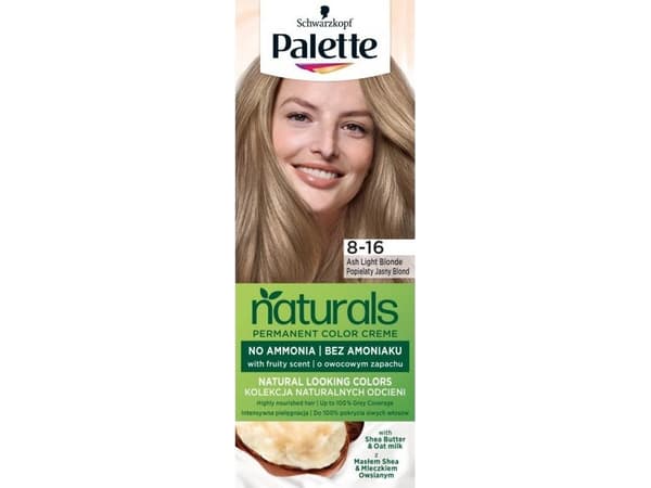 Palette PALETTE_Naturals Permanent Color Creme hårfarge med en fruktig duft med sheasmør og havremelk 8-16 Ask lysblond