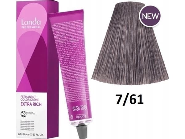 Londa Professional Permanent Hair Colour 7/61, keskikokoinen vaalea tuhkanvioletti, 60 ml