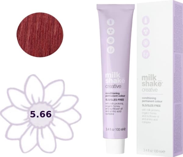 Milk Shake Milk Shake, Creative, SLS/SLES-Free, Permanent Hair Dye, 5.665RR Intense Red Dark Blond, 100 ml For Women