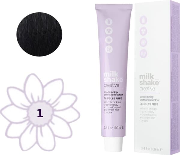 Milk Shake Milk Shake, Creative, SLS/SLES-Free, Permanent Hair Dye, 11N Black, 100 ml For Women