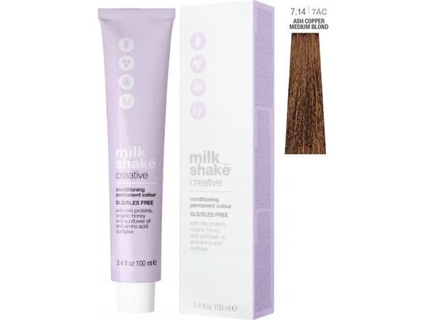 Milk Shake Creative - hair dye 100ml, full color palette - 7.14 | 7AC || Medium Copper Ash Blonde