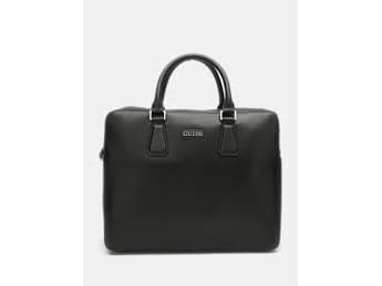 Guess, Dan, Leather Briefcase, Workbag, Black, For Men For Men