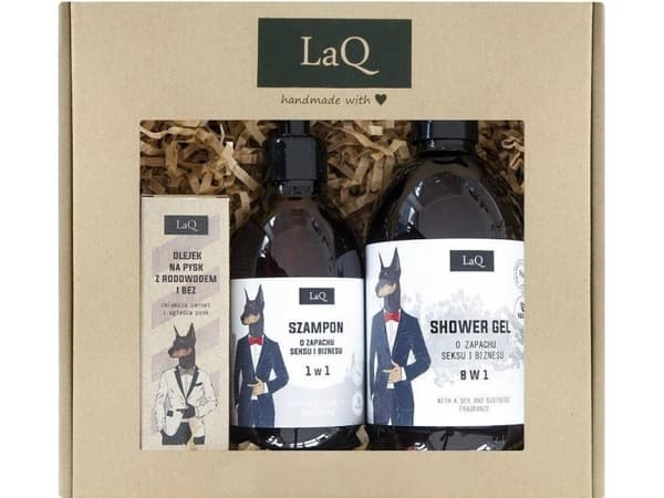 LAQ_SET Doberman shower gel 500ml + shampoo 300ml + beard oil 30ml