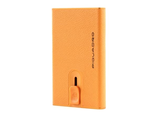 Piquadro Piquadro, Blue Square, Leather, Card Holder, Square Sliding System with Compact for Banknotes, PP4891EMR/AR, Orange, For Men For Men
