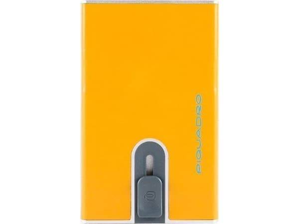 Piquadro Piquadro, Piquadro, Leather, Card Holder, Square Sliding System, Yellow, Unisex Unisex