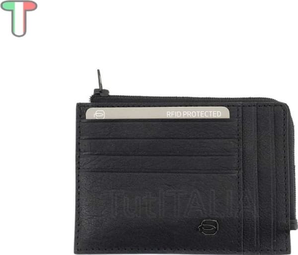 Piquadro Piquadro, Black Square, Leather, Wallet, Credit Card Case, Black, For Men For Men