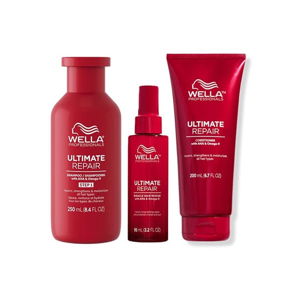 Wella Professionals Ultimate Repair Shampoo 250ml + Conditioner 200ml +  Miracle Hair Rescue 95ml - Skadat & Behandlat