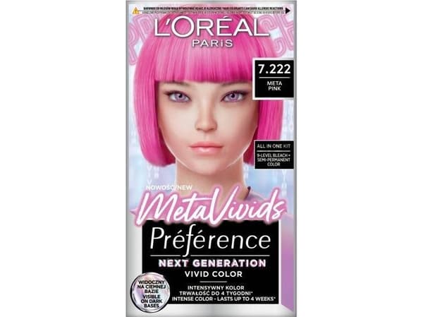 L'OREAL_Preference Metavivids hiusväri 7.222 Meta Vaaleanpunainen
