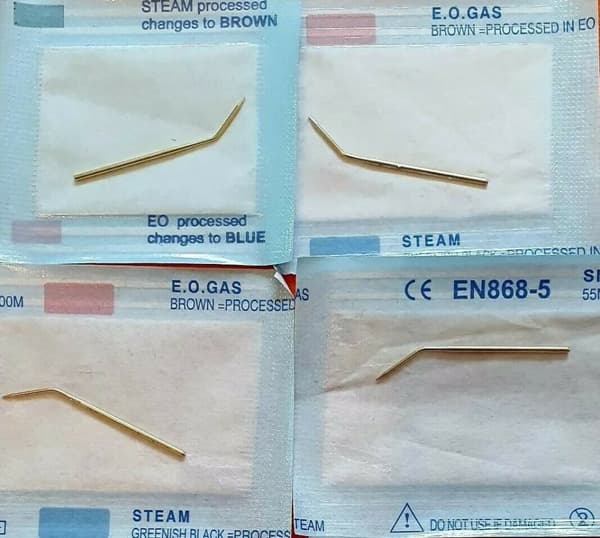 5 x fibroblastiplameeriplasmakynän kuparineulat Koreasta kaarevat neulat