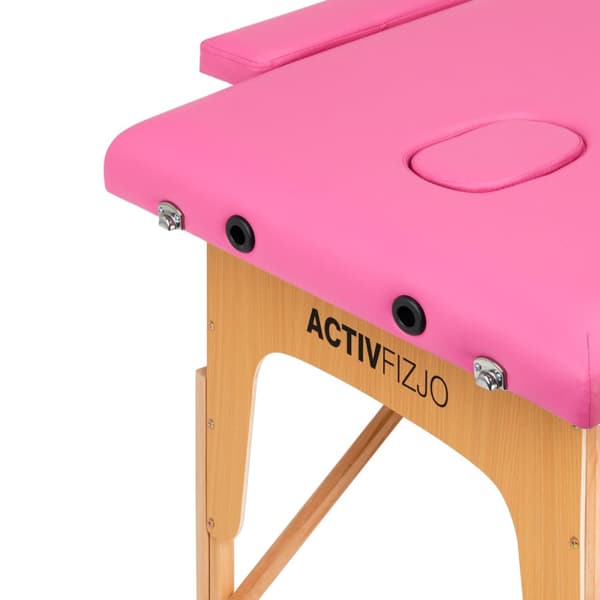 Komfort Activ Fizjo foldbart massagebord i træ, 2 segmenter, pink