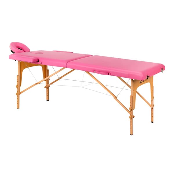 Komfort Activ Fizjo hopfällbart massagebord i trä, 2 segment, rosa