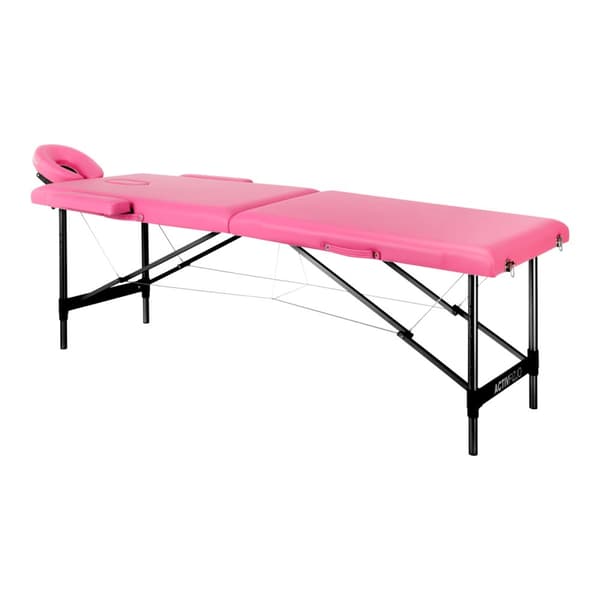 Activ Fizjo komfort folde massagebord i aluminium, 2 segmenter, pink, sort aluminium