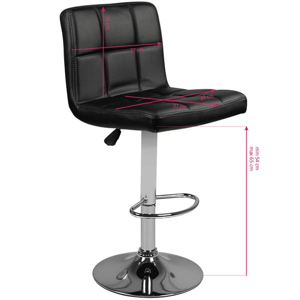M06 quiltet, justerbar barstol, sort