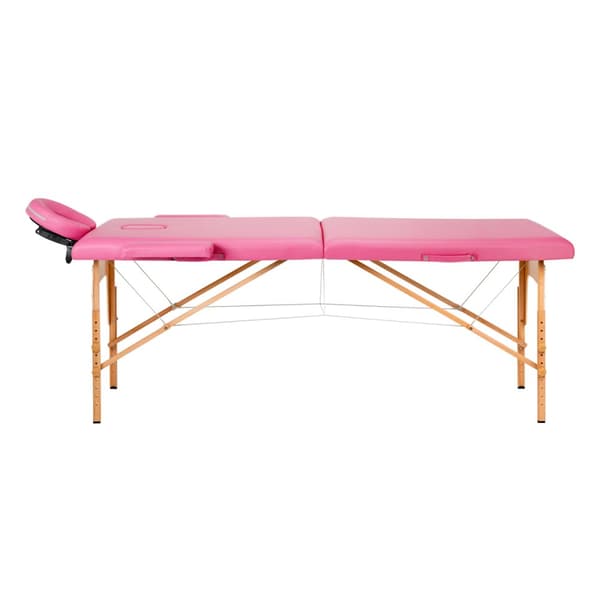 Komfort Activ Fizjo hopfällbart massagebord i trä, 2 segment, rosa