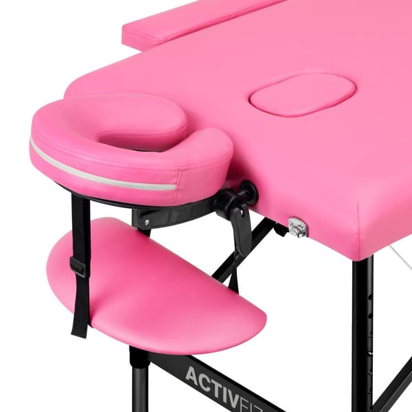 Activ Fizjo komfort fällbart massagebänk i aluminium, 2 segment, rosa, svart aluminium