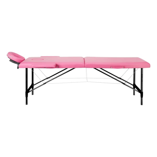 Activ Fizjo komfort fällbart massagebänk i aluminium, 2 segment, rosa, svart aluminium