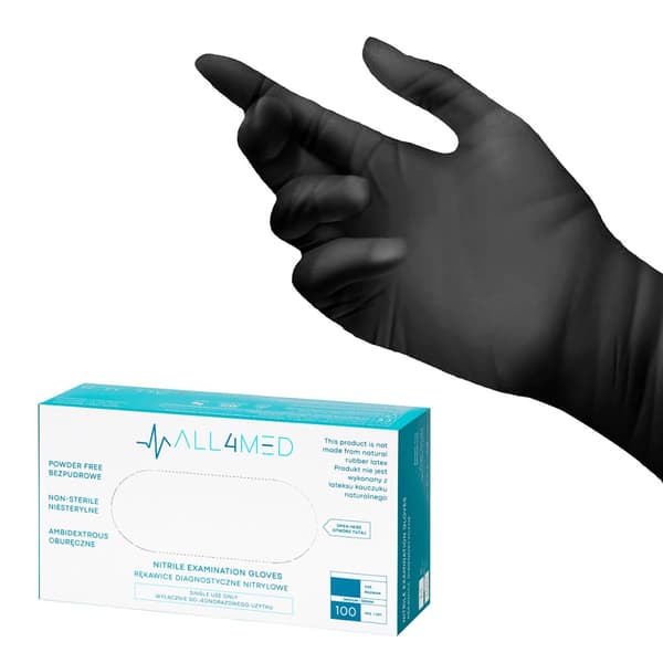 All4med kertakäyttöiset nitriilidiagnostiikkakäsineet mustat XL