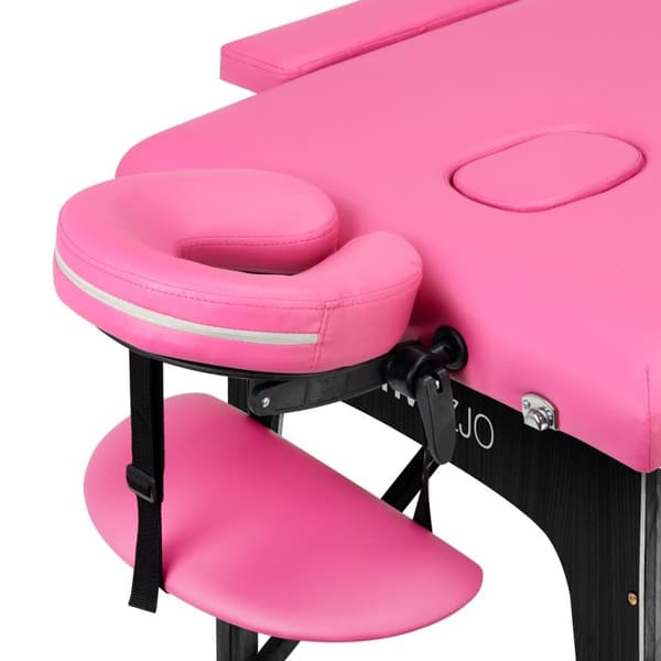 Foldemassagebord, træ, Komfort Activ, Fizjo, 2 segmenter, pink, sort træ
