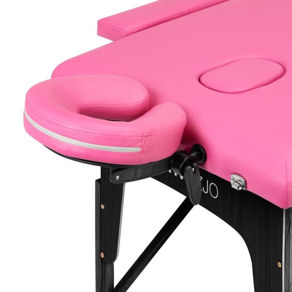 Foldemassagebord, træ, Komfort Activ, Fizjo, 2 segmenter, pink, sort træ