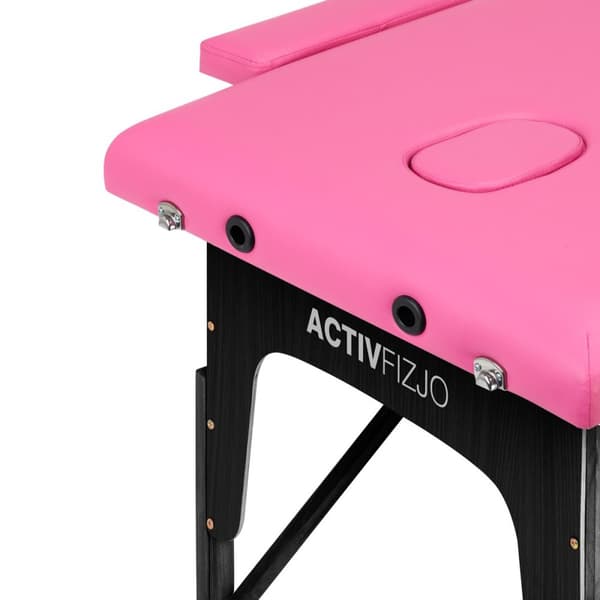 Foldemassagebord, træ, Komfort Activ, Fizjo, 2 segmenter, pink, sort træ