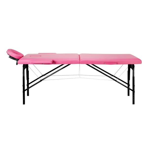 Foldemassagebord, træ, Komfort Activ, Fizjo, 2 segmenter, pink, sort træ