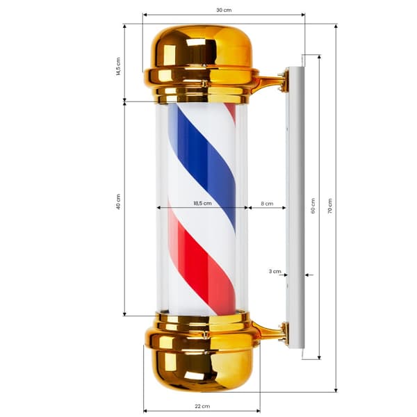 Oplyst loftslampe frisør BB-02 guld stor