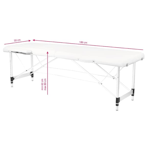 Sammenklappelig massagebriks aluminium komfort Activ Fizjo 2 segment hvid