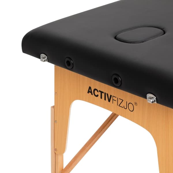 Foldeligt massagebord, træ, Komfort Activ, Fizjo Lux, 3 segmenter, 190x70 sort