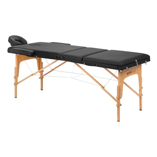 Fällbart massagebänk, trä, Komfort Activ, Fizjo Lux, 3 segment, 190x70 svart