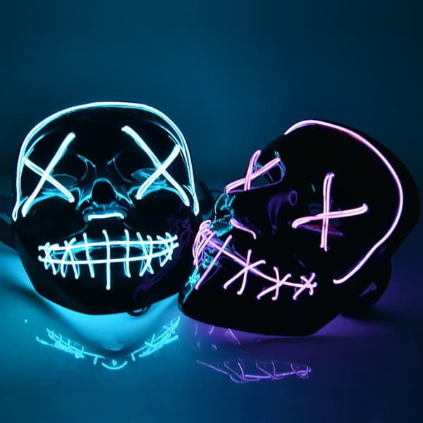 The Purge El Wire Halloween LED Mask Svart (Vit)