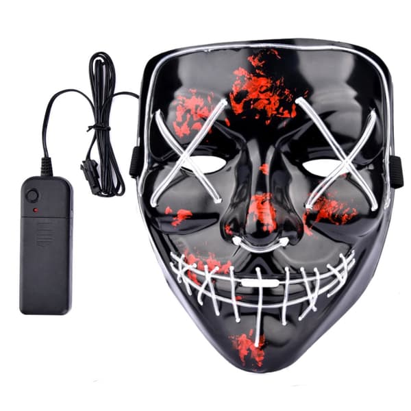 The Purge El Wire Halloween LED Mask Svart (Vit)