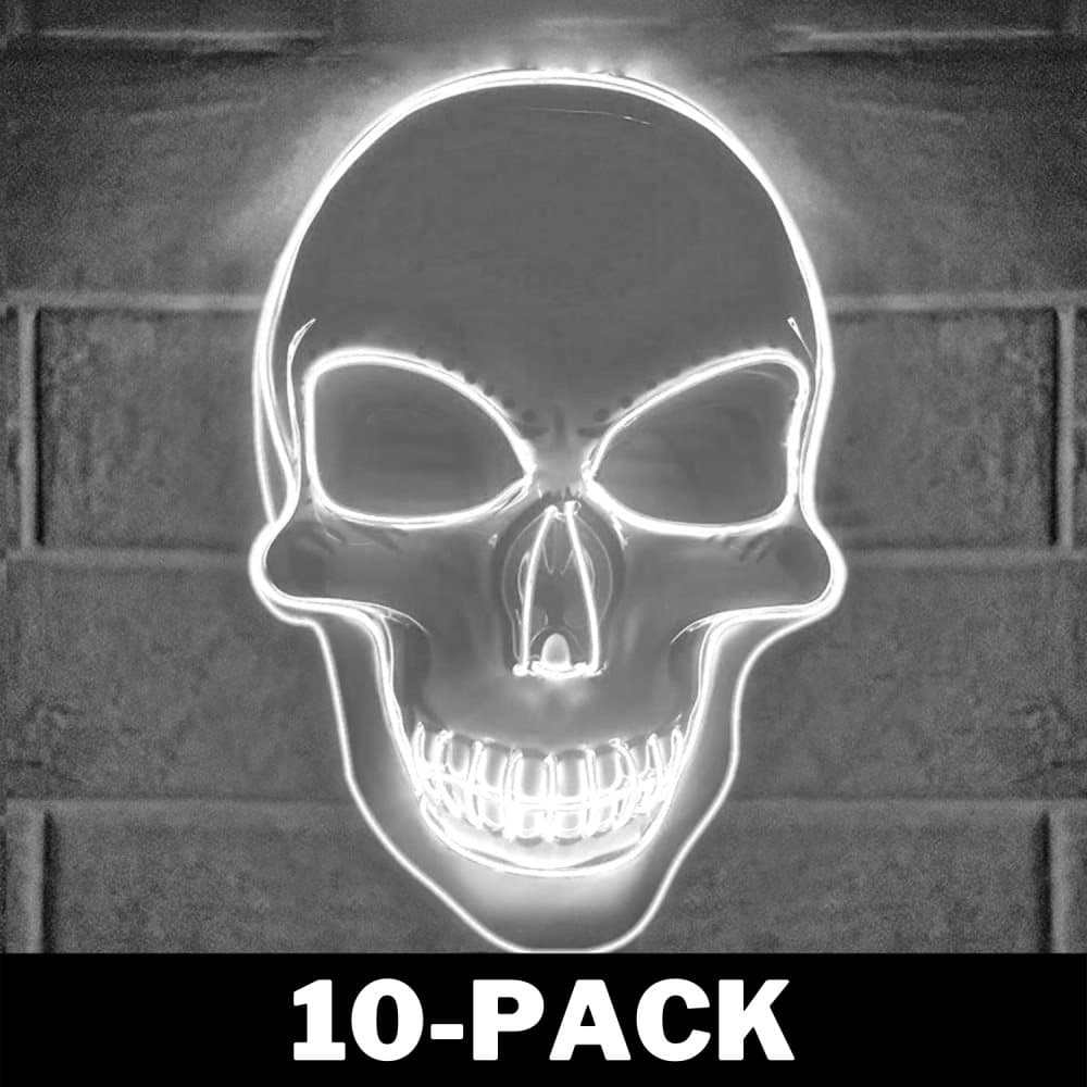 Skelettmask med LED The Purge El Wire Halloween Vit