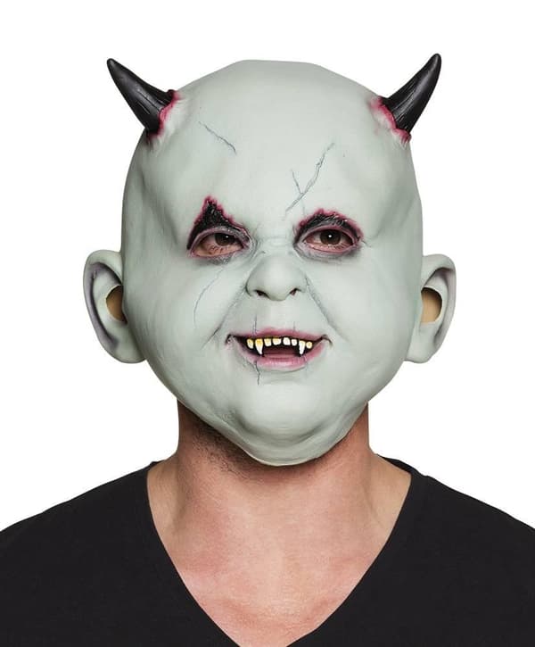 Besatt Djävuls Baby Mask Med Horn