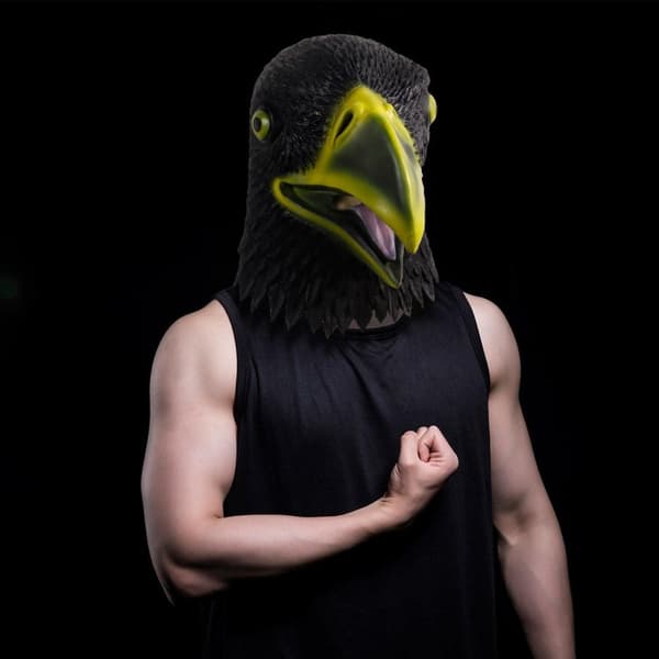 WAYLIKE Kragemaske Fuglehoved Latexmaske Animal Halloween Kostume Cosplay Maske Ansigtsforklædning til voksen Sort til fest