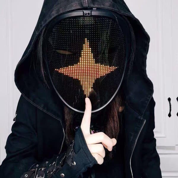 Halloween Julekarneval Kostumefest Børnemaske Bluetooth RGB lys LED maske Gør det selv billede animation tekst maske
