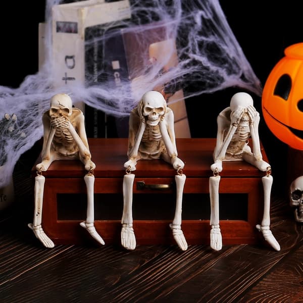 Halloween skelettfigur Spooky Skull Dekoration Fest Spökhus - Say No Evil