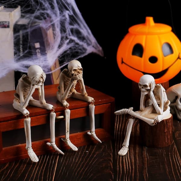 Halloween skelet figur Spooky Skull Dekoration Party Haunted - Hear No Evil