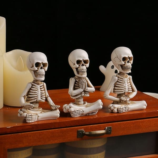 3 ST Halloween Spooky Skräckprydnad Skrämmande Dekoration Fest Skelettfigurer