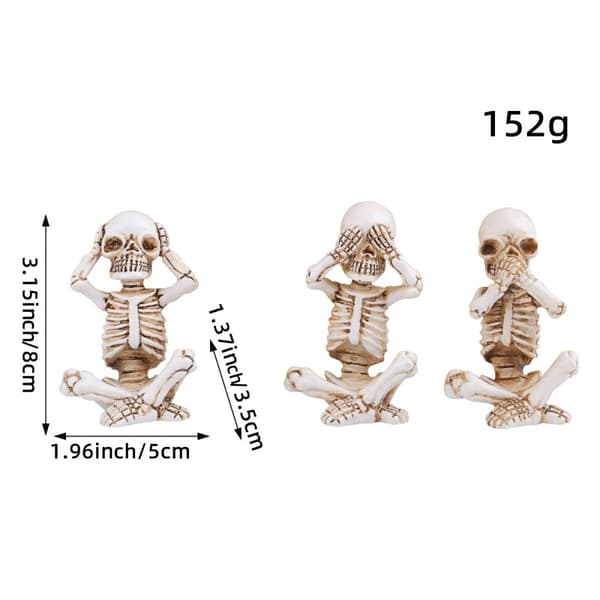 3 ST Halloween Spooky Skräckprydnad Skrämmande Dekoration Sittande Skelett