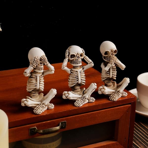 3 ST Halloween Spooky Skräckprydnad Skrämmande Dekoration Sittande Skelett