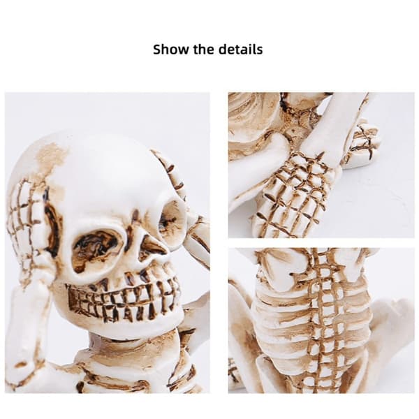 3 ST Halloween Spooky Skräckprydnad Skrämmande Dekoration Sittande Skelett