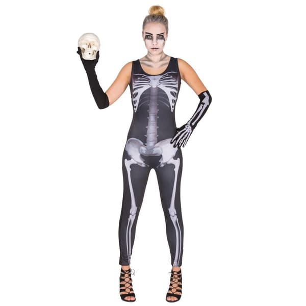 Skelet dragt Halloweenkostume Sort XL