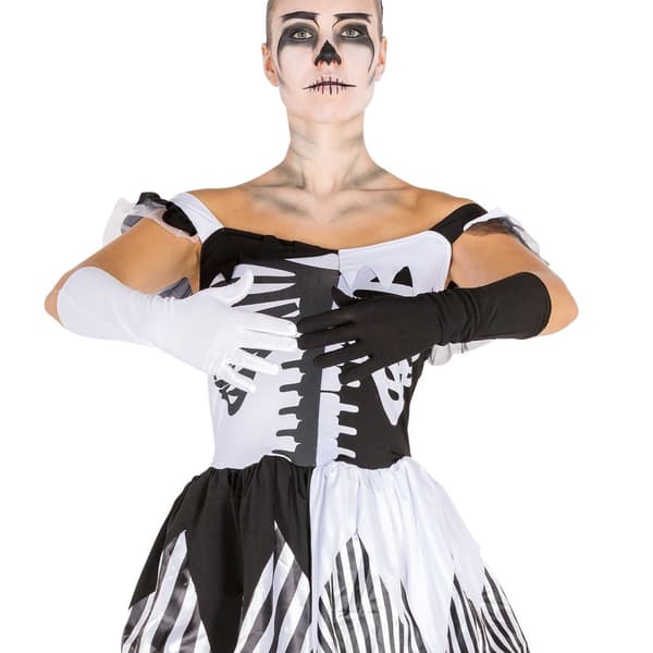 Sort-hvid skelet halloweenkostume