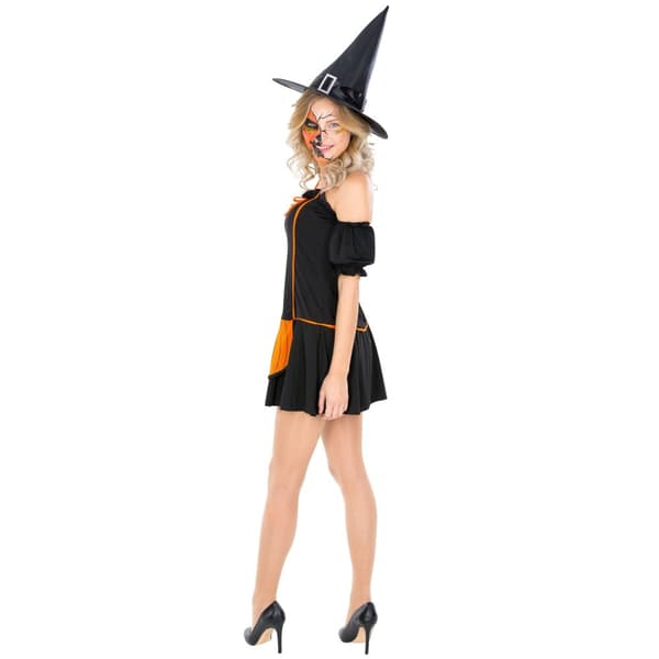 Heks med græskar-detaljer Halloween kostume